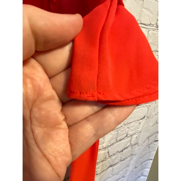 Ann Taylor Women's Coral Keyhole Neck Long Sleeve Blouse with Wrist Ties Size M - Picture 8 of 12